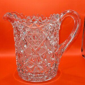 Antique American Brilliant Lead Crystal Cut‎ Glass Pitcher (A31)